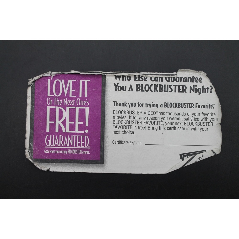 Vintage 1995 Blockbuster Video Unused Free Movie Rental Coupon Original Ephemera